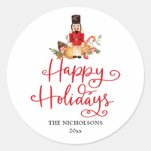 Happy Holidays   Handgeschriebenes Skript Nutcrack Runder Aufkleber