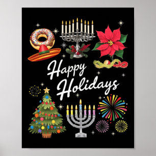 Happy Holidays Hanukkah Feliz Navidad Christmas Kw Poster