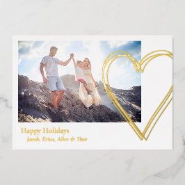 Happy Holidays Heart 3 Foto Minimalistisch Gold Folien Feiertagskarte