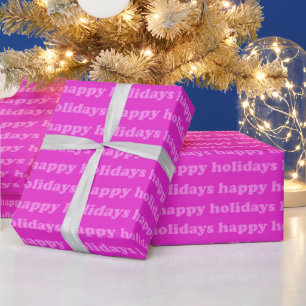 Happy Holidays   Helle Fuchsia Pink Typografie Geschenkpapier