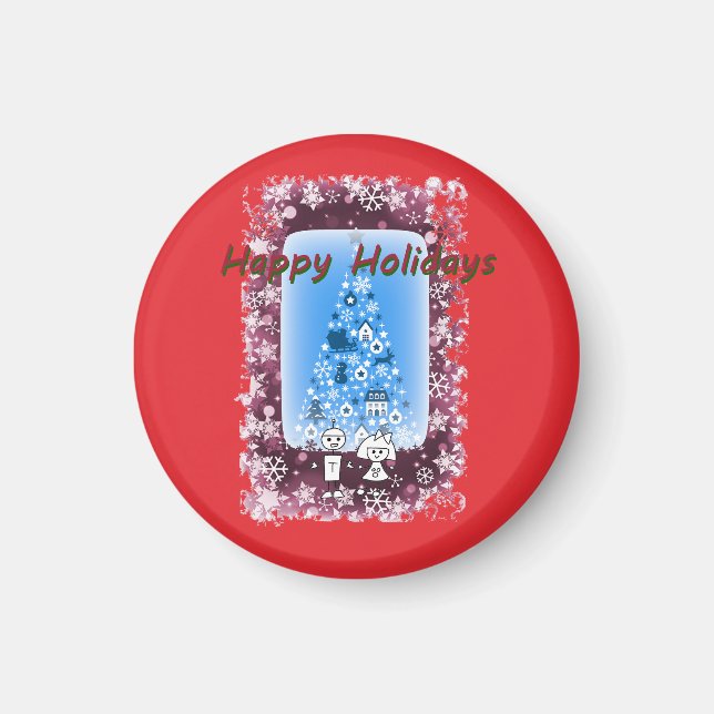 Happy Holidays HKo und TRobot von Hidemi Woods Magnet (Vorne)