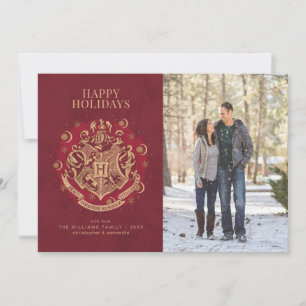 Happy Holidays HOGWARTS™ Wappen Family Foto Feiertagskarte