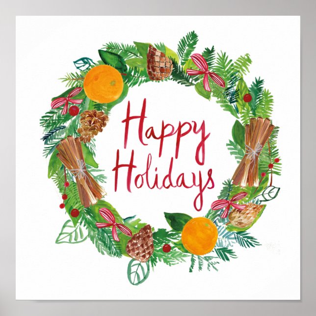 Happy Holidays | Holiday Wreath Poster (Vorne)