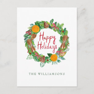 Happy Holidays   Holiday Wreath Postkarte