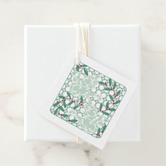 Happy Holidays | Holly and Doves Geschenkanhänger (Beispiel)