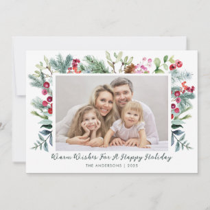 Happy Holidays Holly Berry Foto Feiertagskarte