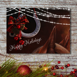 Happy Holidays Horse and Horseshoe Weihnachten
