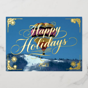 Happy Holidays Hot Air Ballon mit Gedicht innen Folien Feiertagskarte