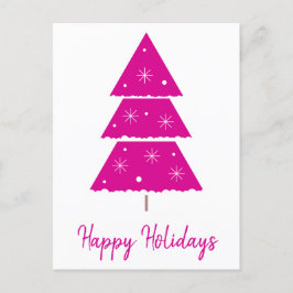 Happy Holidays Hot Pink Christmas Tree Schneeflock Feiertagspostkarte