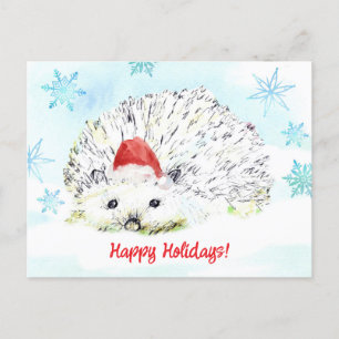 Happy Holidays Igel Weihnachtsmannmütze Wildlife Feiertagspostkarte
