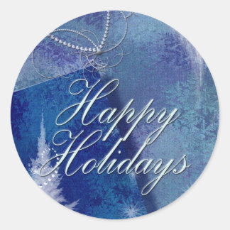 Happy Holidays in blue Runder Aufkleber