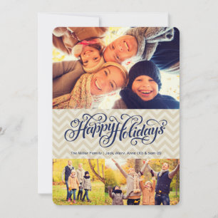 Happy Holidays in Zickzack   12x18     flach Feiertagskarte