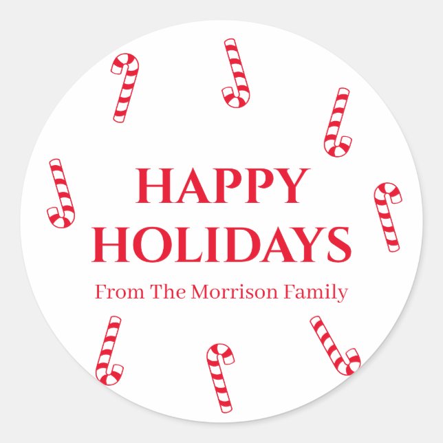 Happy Holidays, individuelles Namensgeschenk für A Runder Aufkleber (Vorderseite)