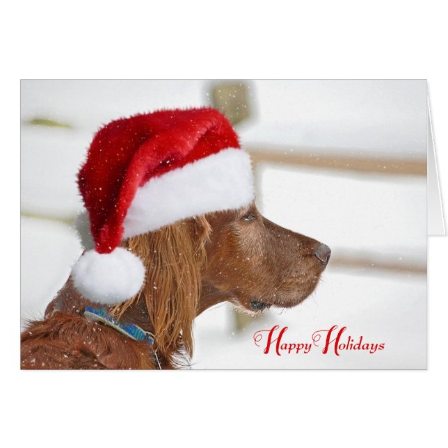 Happy Holidays Irish Setter (Vorderseite (Horizontal))