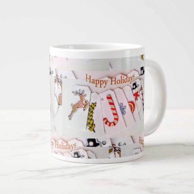 Happy Holidays Jumbo Tasse (Vorderseite Rechts)