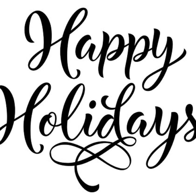 Happy Holidays Kaffeetasse (Calligraphic text that reads "Happy Holidays" in a flowing, elegant script, black ink on a white bac)