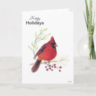 Happy Holidays Kardinal Berries Ferienkarte Karte