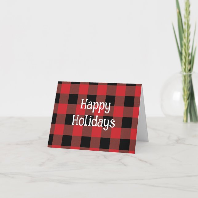 Happy Holidays Kariert Card Dankeskarte (Vorderseite)