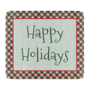 Happy Holidays Kariertes Land Schneidebrett
