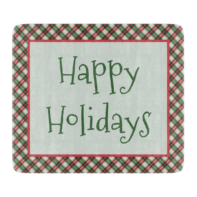 Happy Holidays Kariertes Land Schneidebrett (Vorderseite)