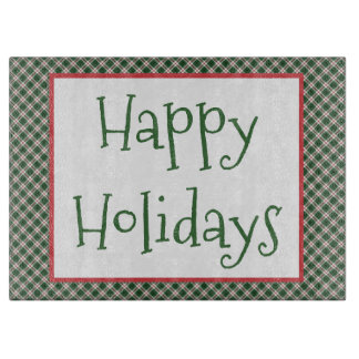 Happy Holidays Kariertes Muster Cutting Board Schneidebrett