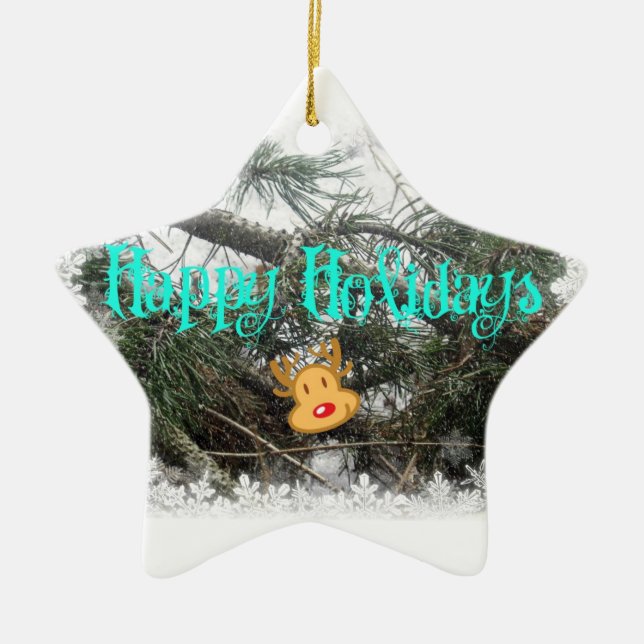 Happy Holidays Keramik Ornament (Vorne)