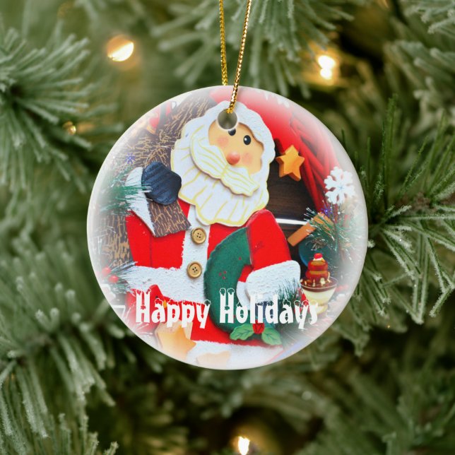 Happy Holidays Keramik Ornament (Baum)