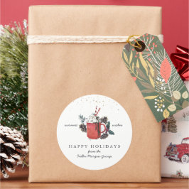 Happy Holidays | Klassische Hot Chocolate Weihnach Runder Aufkleber