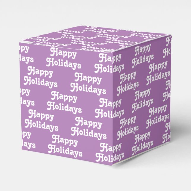 Happy Holidays Lavendel Weiße Typografie Muster Geschenkschachtel (Vorderseite)
