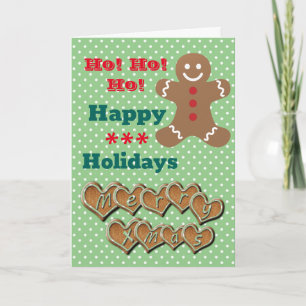 "Happy Holidays" Lebkuchen und grüner Polka Dot Feiertagskarte