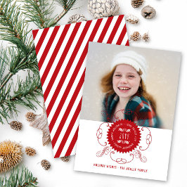 Happy Holidays Liebe Peace Joy Verziertes Siegel F Feiertagskarte