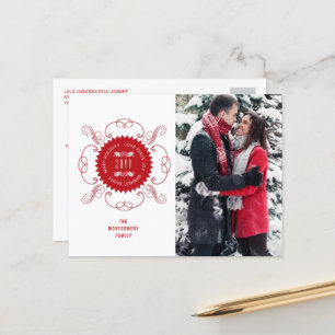 Happy Holidays Liebe Peace Joy Verziertes Siegel F Feiertagspostkarte