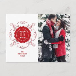 Happy Holidays Liebe Peace Joy Verziertes Siegel F Feiertagspostkarte