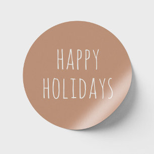 Happy Holidays Light Terracotta Niedliche Weihna Runder Aufkleber