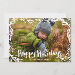 Happy Holidays Lovely Pine Family Foto Feiertagskarte