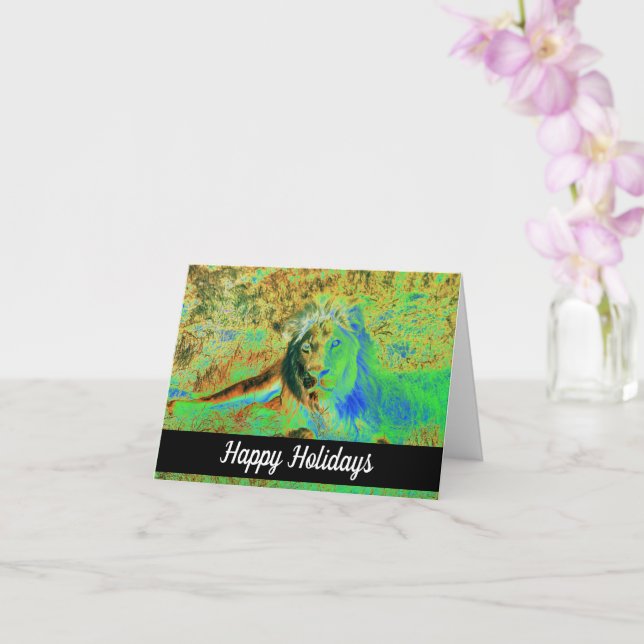 Happy Holidays Löwe-Kunstkarte Karte (Orchidee)