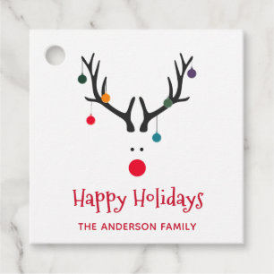 Happy Holidays lustige Weihnachtsreber weiß Geschenkanhänger