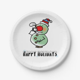 Happy Holidays (lustiger Schneemann) Pappteller