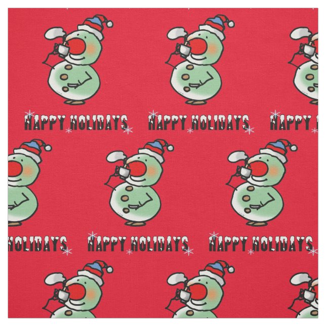 Happy Holidays (lustiger Schneemann) Stoff (Muster)