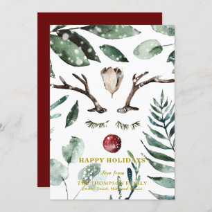 HAPPY Holidays Magnolia, Grünes Blattwerk Feiertagskarte