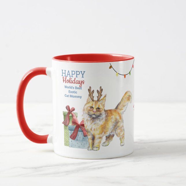 Happy Holidays MAINE COON Cat Mama Vater Weihnacht Tasse (Links)