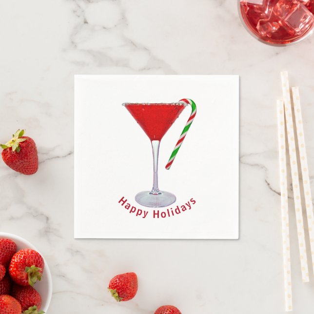 Happy Holidays Martini Glass Serviette (Beispiel)
