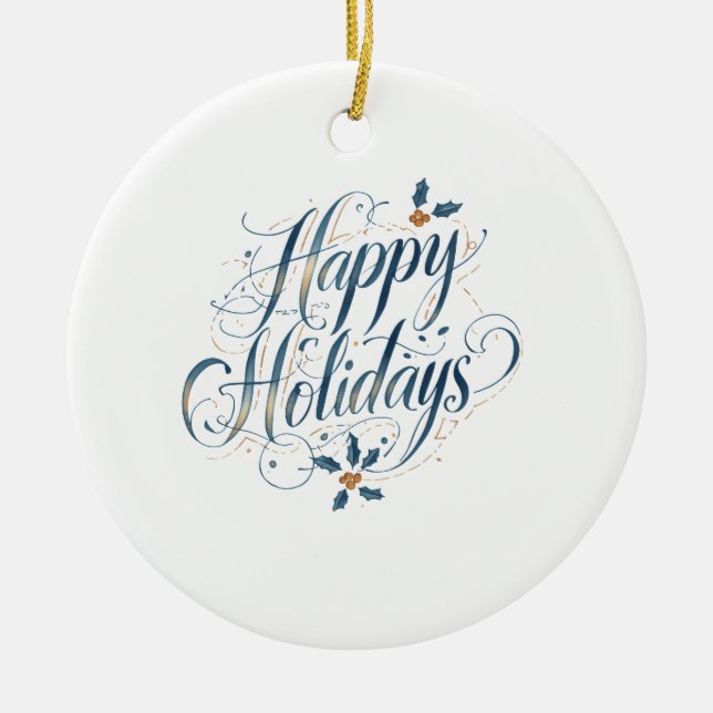 Happy Holidays Merry Christmas Family New Year Keramik Ornament (Vorne)