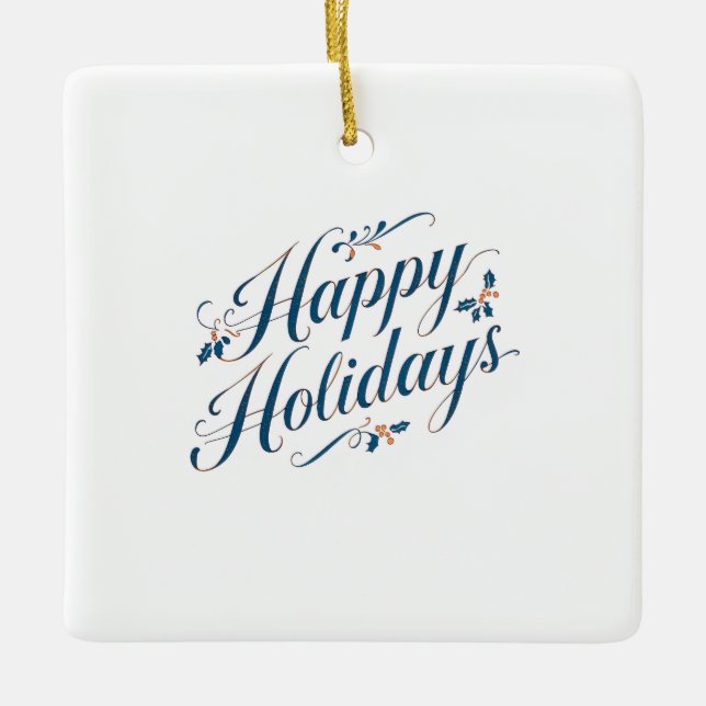 Happy Holidays Merry Christmas Family New Year Keramikornament (Vorderseite)