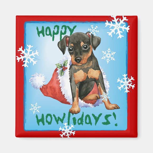 Happy Holidays Min Button Magnet (Vorne)