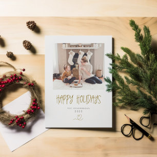 Happy Holidays Minimalistisch Christmas Gold Feiertagspostkarte