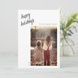 Happy Holidays - Minimalistische handgeschriebene  Einladung