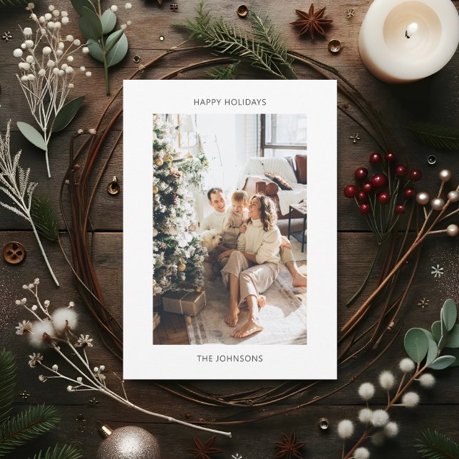 Happy Holidays Minimalistisches Foto Feiertagskarte (Von Creator hochgeladen)