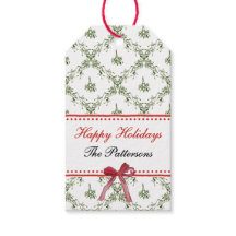 Happy Holidays Mistletoe Red Bow Custom Christmas