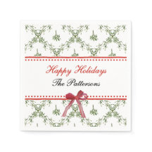Happy Holidays Mistletoe Red Bow Custom Christmas